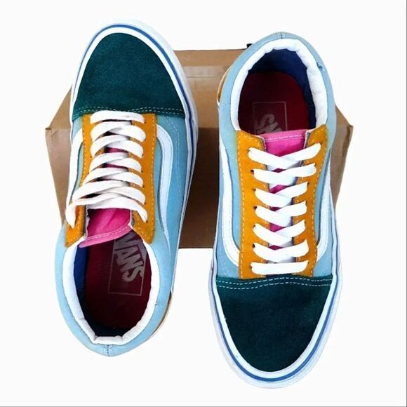 VANS Old Skool Blue Colorblock Suede Canvas Skate Sneakers W6 Y4.5 - Picture 16 of 16